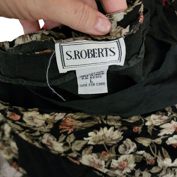Vintage 90s Pinafore Layered Maxi Dress Womens Size L Black Grunge Floral - Picture 6 of 7